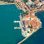 Umag city port areal view
